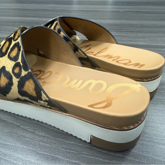 Sam Edelman Audrea Slide Sandals Women's Size 6 Lamb Fur Shoes Leopard Print - Picture 6 of 16